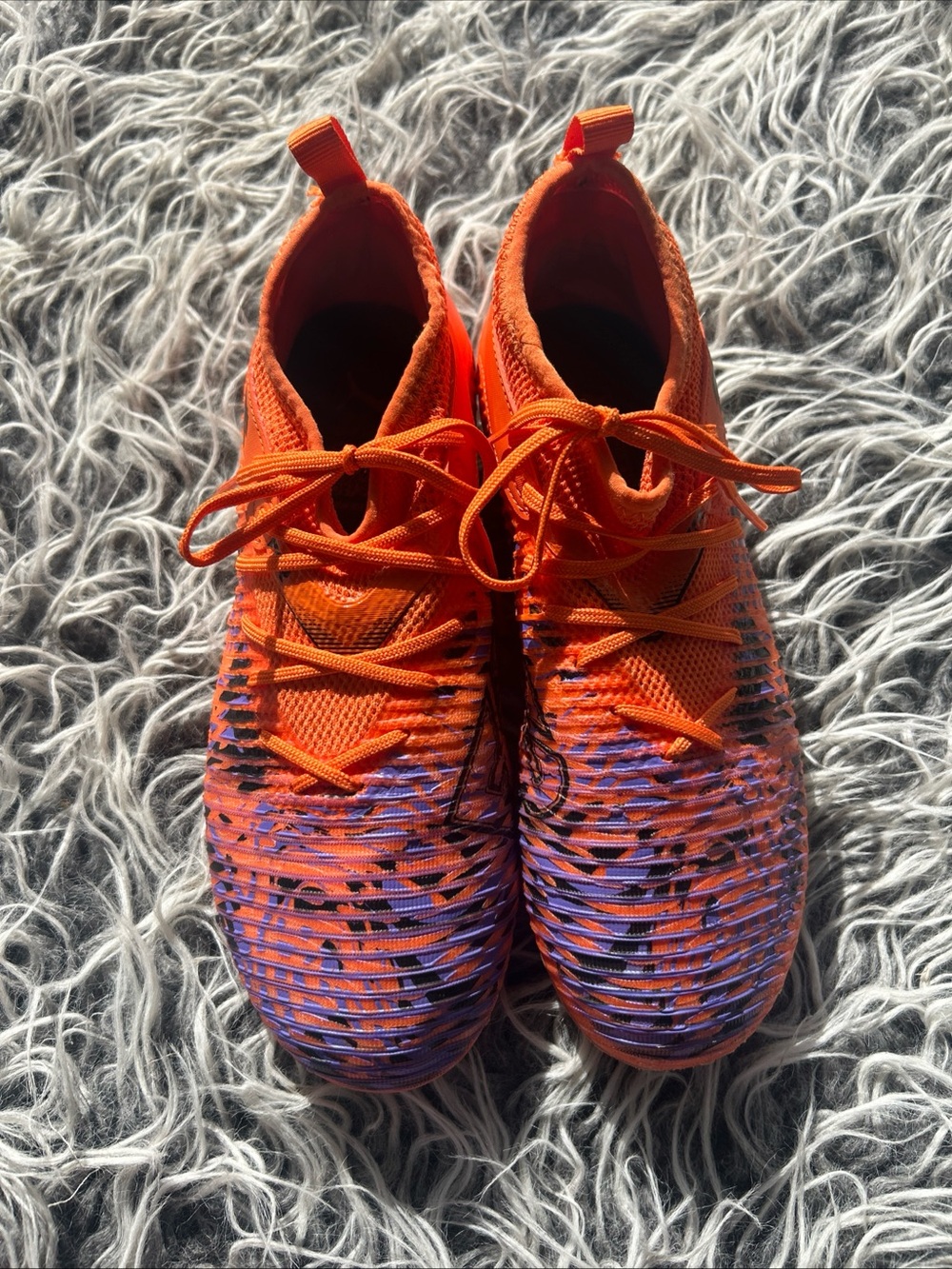 NWOT PUMA Future 8 Ultimate FG/AG Soccer Cleats - Orange/Amethyst, Youth Size 5.